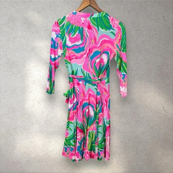 Lilly Pulitzer Emilia Wrap Dress Paradise Bound Beach Stretch Floral Sz S - Picture 6 of 7
